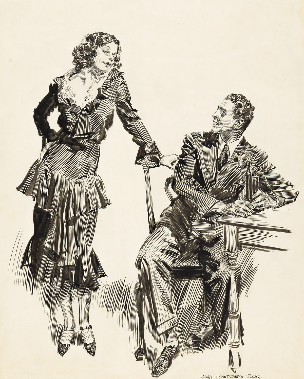 JAMES MONTGOMERY FLAGG (1877-1960) Ive found a woman to sew on buttons, he said politely. Have I? he inquired of Nancy. Big Boy,